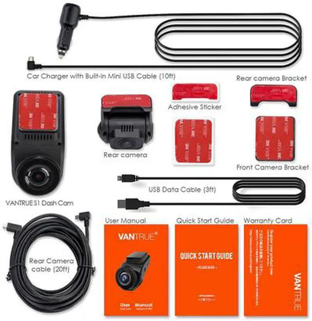 Alt view image 7 of 7 - Vantrue S1 4k Dash Cam, Dual 1080P Front and Rear Dash Camera with GPS, Support 256GB Max, Near 360° Wide Angle, Capacitor, Sony Night Vision, 24 Hours Parking Mode, Motion Sensor, Loop Recording