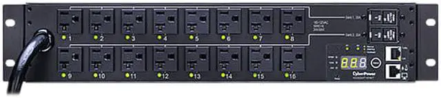 Alt view image 2 of 2 - CyberPower Switched PDU RM 2U PDU30SWT16FNET 30A 16-Outlet