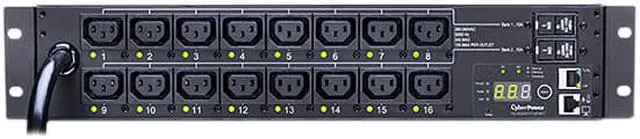 Alt view image 2 of 2 - CyberPower Switched PDU RM 2U PDU30SWHVT16FNET 30A 16-Outlet