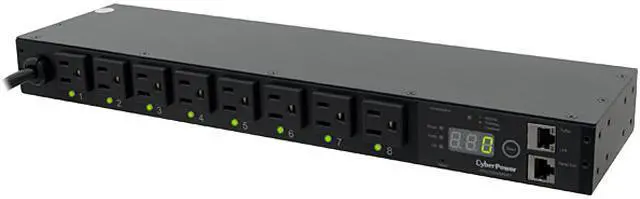 Main image of CyberPower PDU15SW8FNET Switched 1U 100V - 120V 15A 12 ft Power Distribution Units