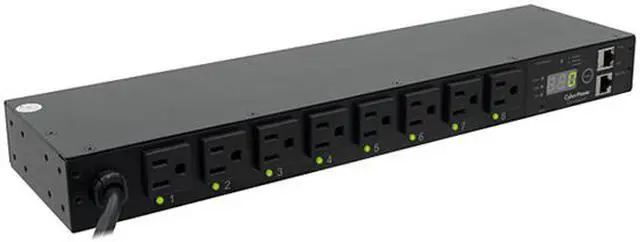 Alt view image 3 of 4 - CyberPower PDU15SW8FNET Switched 1U 100V - 120V 15A 12 ft Power Distribution Units
