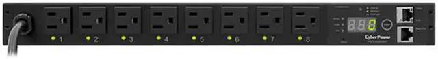 Alt view image 2 of 4 - CyberPower PDU15SW8FNET Switched 1U 100V - 120V 15A 12 ft Power Distribution Units