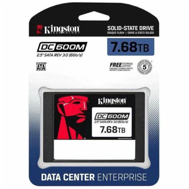 Alt view image 2 of 3 - Kingston SEDC600M/7680G DC600M 7.50 TB Solid State Drive - 2.5" Internal - SATA (SATA/600)-Mixed Use - Server Device Supported-1DWPD - 14016 TB TBW -560 MB/s Maximum Read Transfer Rate - Hot Pluggable