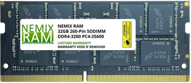 Main image of NEMIX RAM 32GB (1X32GB) DDR4 3200MHZ PC4-25600 2Rx8 1.2V 260-PIN Non-ECC SODIMM Laptop PC Memory