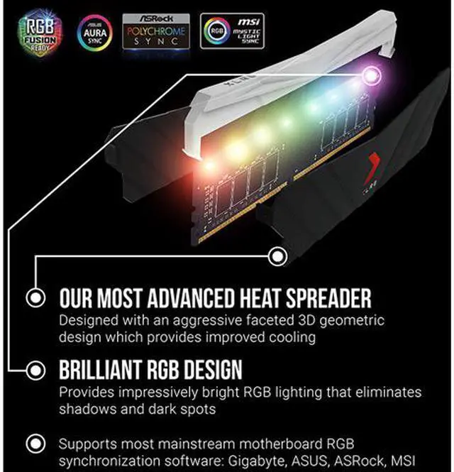 Alt view image 5 of 8 - PNY XLR8 Gaming EPIC-X RGB 32GB (2 x 16GB) DDR4 3200MHz 288-pin DIMM Memory Kit MD32GK2D4320016XRGB
