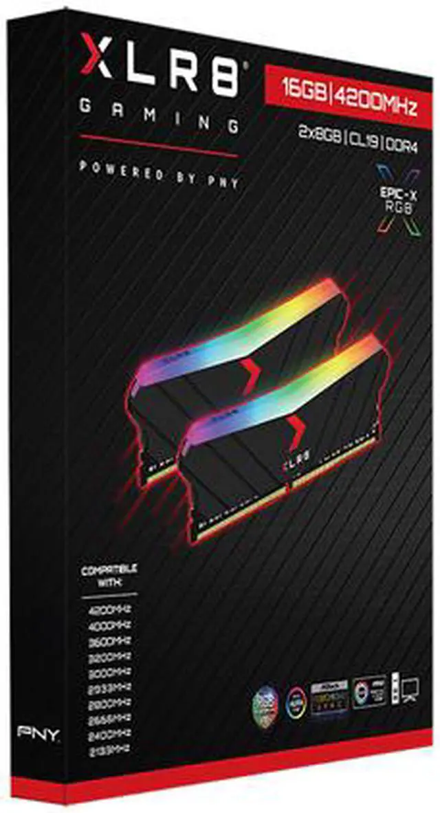 Alt view image 9 of 8 - PNY XLR8 Gaming EPIC-X RGB 32GB (2 x 16GB) DDR4 3200MHz 288-pin DIMM Memory Kit MD32GK2D4320016XRGB