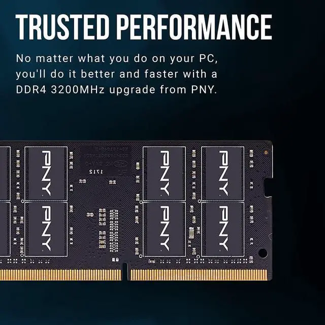 Alt view image 3 of 7 - pny performance 32gb (2x16gb) ddr4 dram 3200mhz (pc4-25600) cl22 (compatible with 2933mhz, 2666mhz, 2400mhz or 2133mhz) 1.2v notebook/laptop (sodimm) computer memory kit - mn32gk2d43200-tb