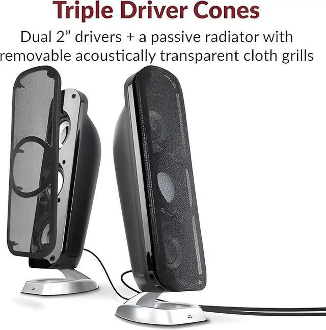 Alt view image 4 of 5 - Cyber Acoustics CA-3908 2.1 Multimedia Speaker System with Subwoofer, 92 Watts Peak Power, Deep Bass, Perfect for Music, Movies, and Games on Desktops, Laptops, Consoles