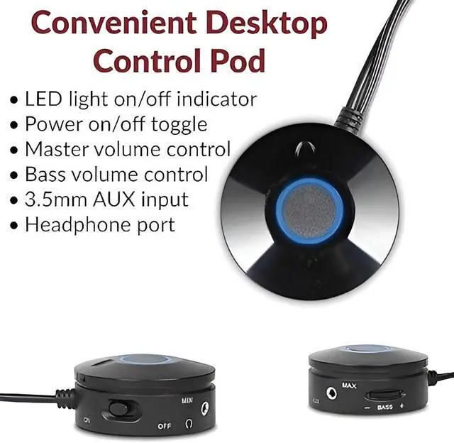 Alt view image 3 of 5 - Cyber Acoustics CA-3908 2.1 Multimedia Speaker System with Subwoofer, 92 Watts Peak Power, Deep Bass, Perfect for Music, Movies, and Games on Desktops, Laptops, Consoles