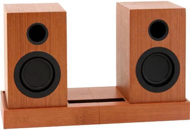 ALTAZ Micro-Fi natural wood Bluetooth speakers with stand - Newegg.com