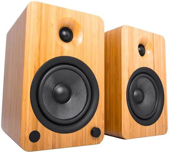 Alt view image 4 of 9 - Kanto YU6 Powered Bookshelf Speakers with Bluetooth® and Phono Preamp for Turntable, TVs, PC — Bamboo