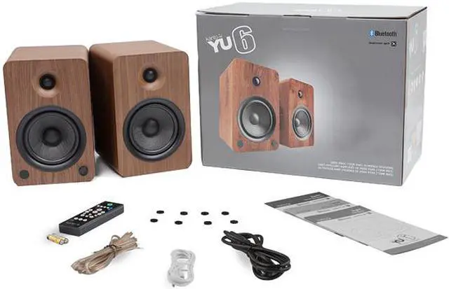 Alt view image 9 of 9 - Kanto YU6 Powered Bookshelf Speakers with Bluetooth® and Phono Preamp for Turntable, TVs, PC — Bamboo