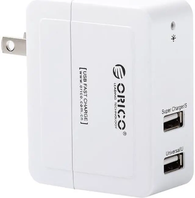 Main image of ORICO Ultra Mini 2 Ports USB Charger Pocket Size with Folding Plug  5V2.4A Super Charging Port and 5V1.5A Universal Port Charing your Phone,Tablet for Traveling,Home,Office