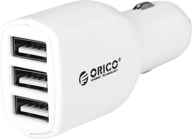 Main image of ORICO 1 x 5V 2.4A and 2 x 5V 1A 22Watt DC12V Input Universal 3 Ports USB Car Charger for Mobile Phone PSP MP3 MP4 Tablet PC - White (UCA-3U)