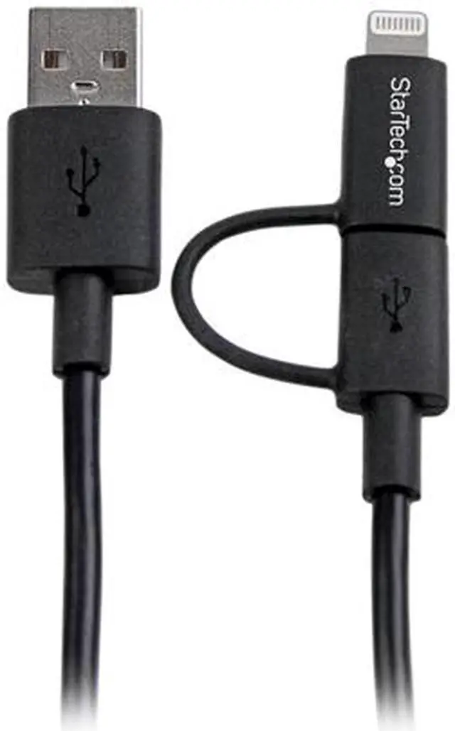 Alt view image 2 of 4 - StarTech.com LTUB1MBK 1m (3 ft) Black Apple 8-pin Lightning Connector or Micro USB to USB Combo Cable for iPhone iPod iPad - Charge and Sync Cable