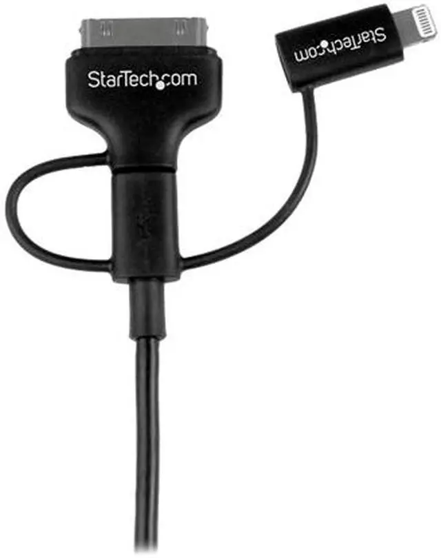 Alt view image 4 of 5 - StarTech.com 1m (3 ft) Black Apple 8-pin Lightning or 30-pin Dock Connector or Micro USB to USB Combo Cable for iPhone /
