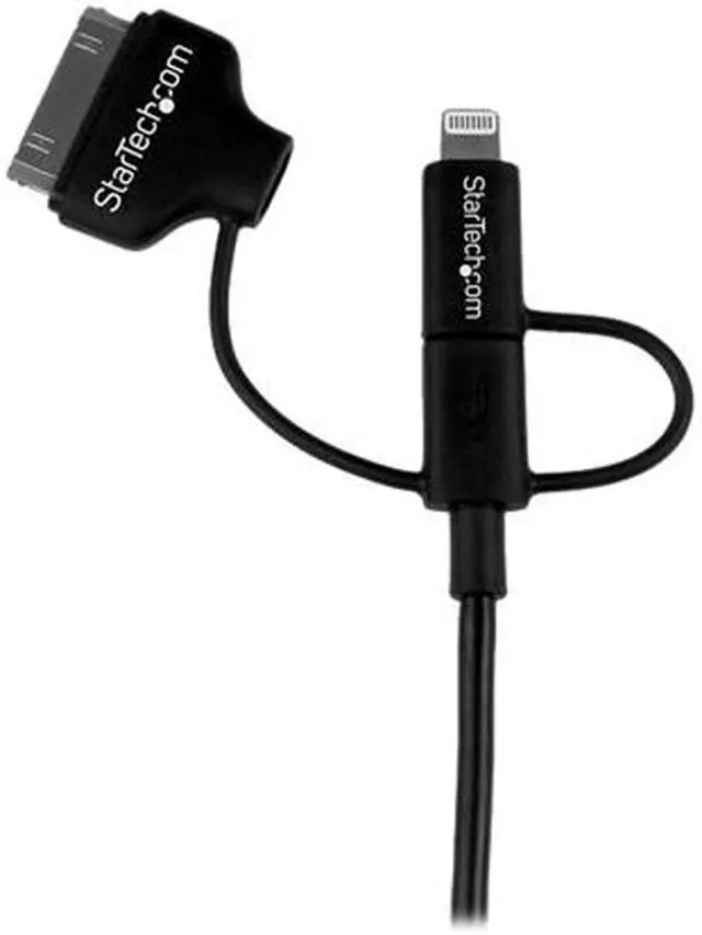 Alt view image 3 of 5 - StarTech.com 1m (3 ft) Black Apple 8-pin Lightning or 30-pin Dock Connector or Micro USB to USB Combo Cable for iPhone /