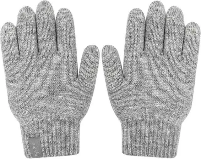 [Smooth mood] / ☆ Wool Label Gloves / Gray Moshi Digits Winter Texting Gloves Touchscreen, Size M (24