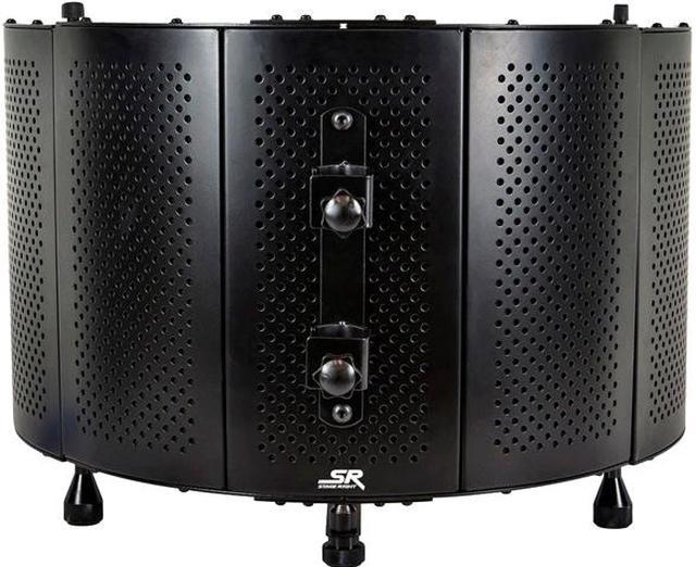 Monoprice Microphone Isolation Shield Black Foldable with 3/8in Mic  Threaded Mount, High Density Absorbing Foam Front and Vented Metal Back  Plate