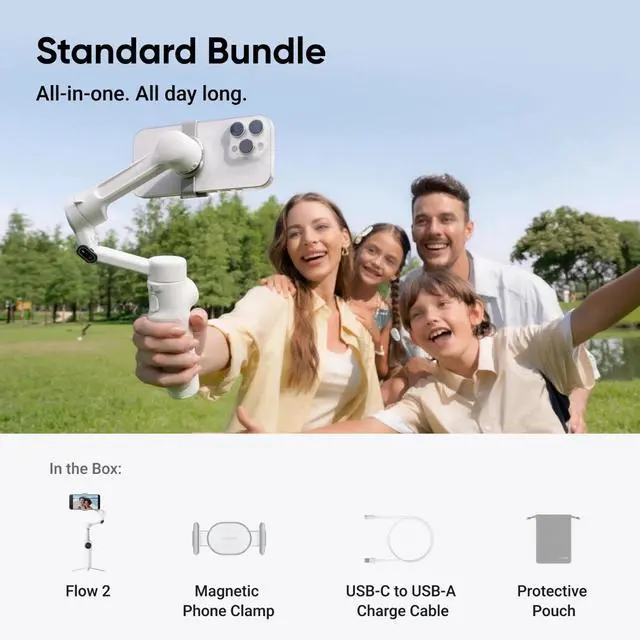 Alt view image 2 of 5 - Insta360 Flow 2, Standard Bundle, Summit White