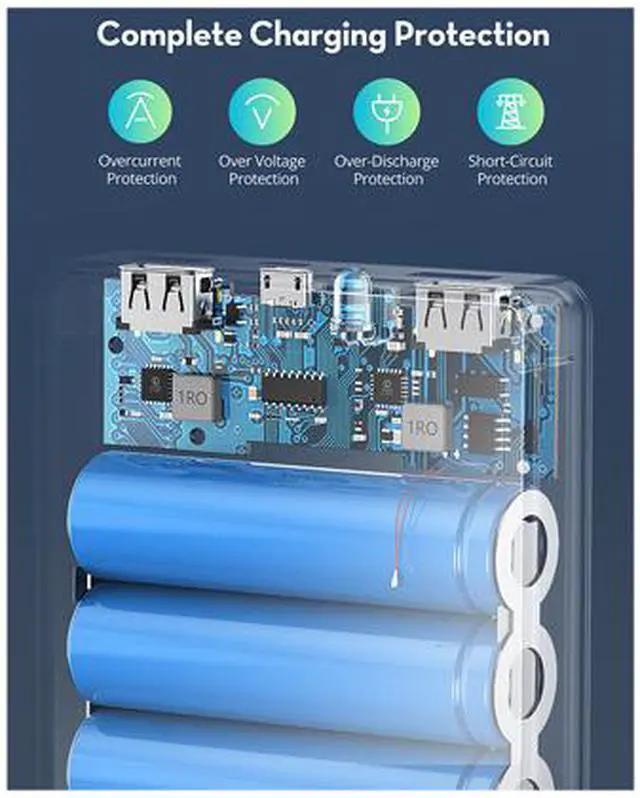 Alt view image 2 of 6 - RAVPower 16750mAh Portable Charger USB External Battery Pack with High Speed Dual Ports & Flashlight Ultra Compact Portable Phone Charger Compatible with iPhone 11 XS Galaxy S10 Note10