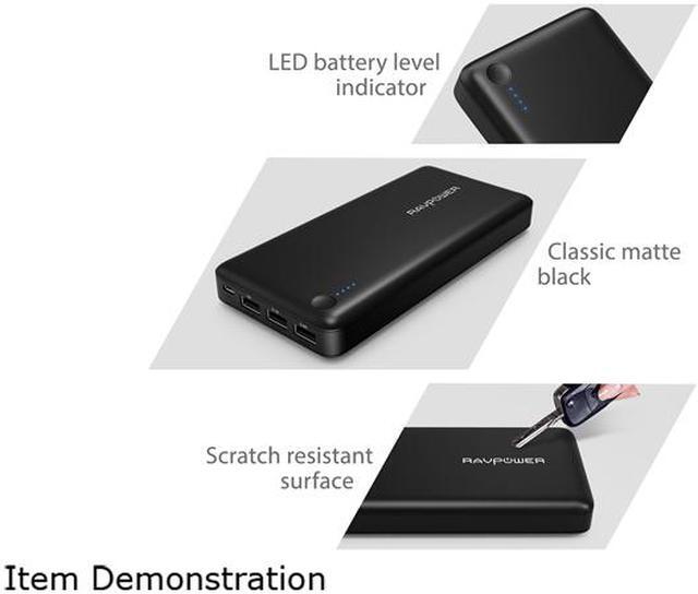 Alt view image 7 of 7 - RAVPower 26800 mAh Total 2A Input, 5.5A 3 USB Output Power Bank External Battery Pack Portable Charger with iSmart Technology - Black