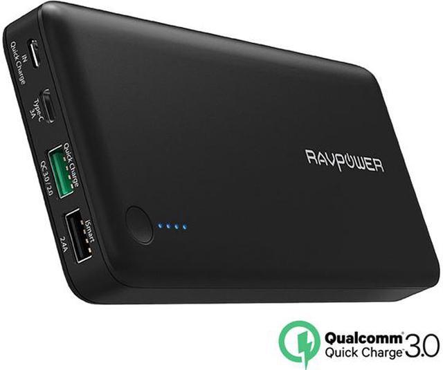 RAVPower 20100 mAh QC 3.0 Power Bank External Battery Pack Portable Charger  with Qualcomm Certified Quick Charge 3.0 - Black 