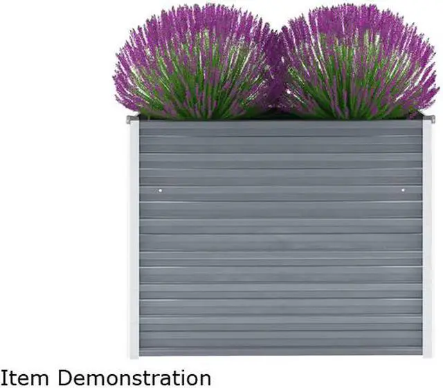 Alt view image 7 of 7 - vidaXL Garden Raised Bed Open Bottom Galvanized Steel 39.4" Gray DIY Planter