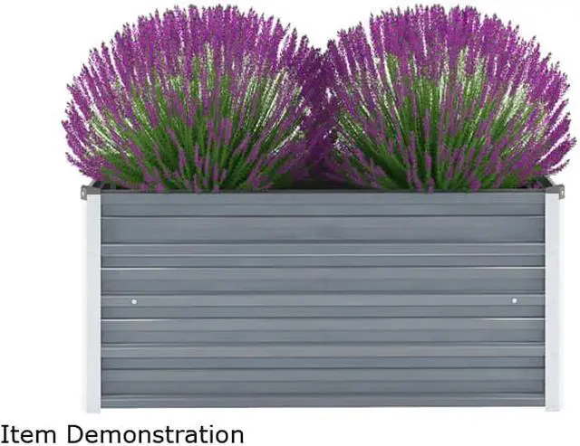 Alt view image 7 of 7 - vidaXL Garden Raised Bed Open Bottom Galvanized Steel 39.4" Gray DIY Planter
