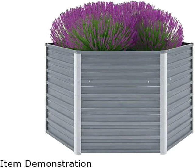 Alt view image 6 of 6 - vidaXL Garden Raised Bed Open Bottom Galvanized Steel 50.8" Gray DIY Planter