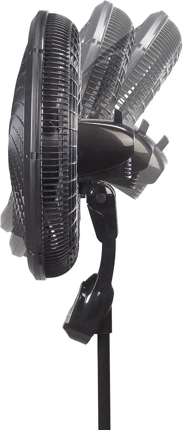 Alt view image 8 of 10 - Lasko 18" 3-Speed Oscillating Cyclone Pedestal Fan with Remote and Timer, 1843, Black