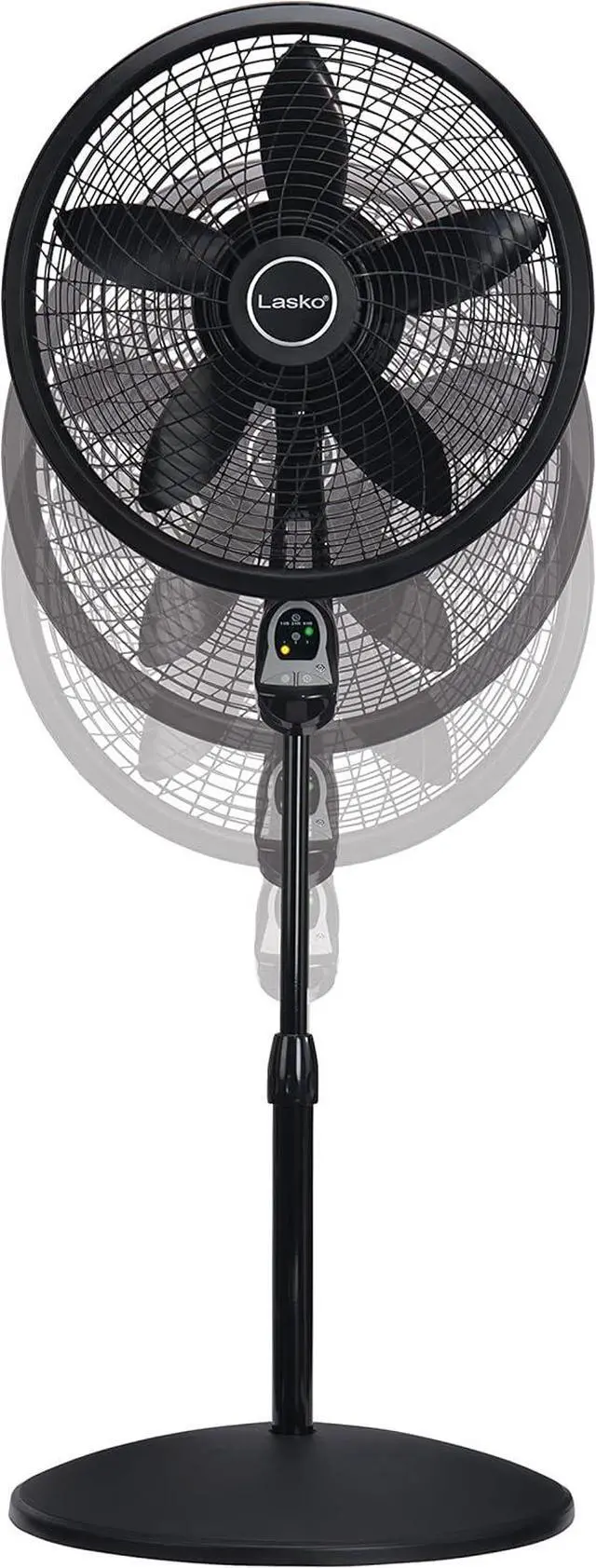 Alt view image 7 of 10 - Lasko 18" 3-Speed Oscillating Cyclone Pedestal Fan with Remote and Timer, 1843, Black