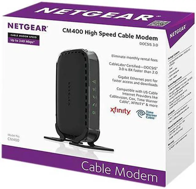 Alt view image 4 of 4 - NETGEAR DOCSIS 3.0 CM400-100NAS High Speed Cable Modem - Black