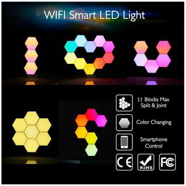 Alt view image 4 of 7 - Yescom 11 Pack WiFi Smart LED Light Kit Google Alexa DIY Quantum Lamp Voice Touch Control Home Decoration Indoor