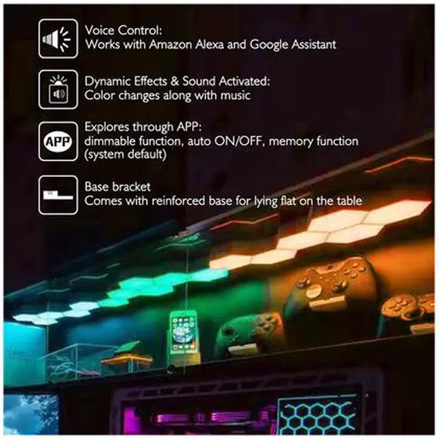 Alt view image 7 of 7 - Yescom 11 Pack WiFi Smart LED Light Kit Google Alexa DIY Quantum Lamp Voice Touch Control Home Decoration Indoor