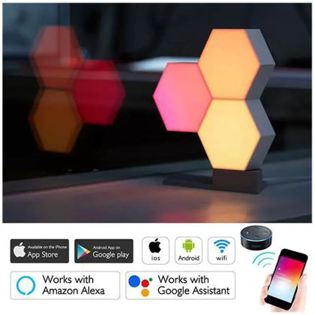 Alt view image 3 of 7 - Yescom 11 Pack WiFi Smart LED Light Kit Google Alexa DIY Quantum Lamp Voice Touch Control Home Decoration Indoor