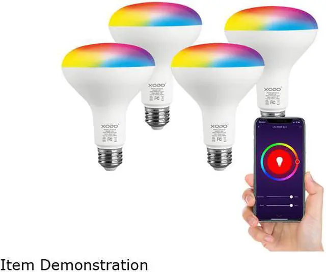 Main image of XODO LB1-4PK Smart Wifi BR30 E26 Dimmable Light Bulb Compatible With Google, Alexa - 11W (75W Equivalent) 900LM RGB+W - LED Multi-Color, Adjustable Color Changing Smart Bulb ETL Listed (4-Pack)