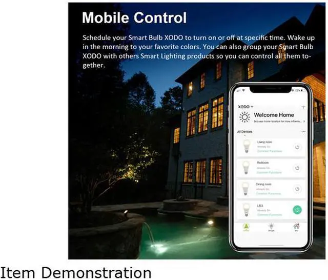 Alt view image 4 of 7 - XODO LB1-4PK Smart Wifi BR30 E26 Dimmable Light Bulb Compatible With Google, Alexa - 11W (75W Equivalent) 900LM RGB+W - LED Multi-Color, Adjustable Color Changing Smart Bulb ETL Listed (4-Pack)