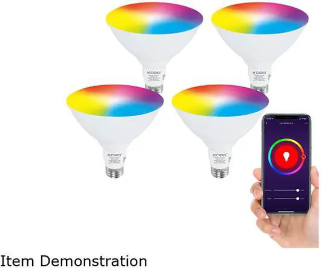 Main image of XODO LB2-4PK Smart Wifi PAR38 E26 Dimmable Light Bulb Compatible With Google, Alexa - 11W (75W Equivalent) 900LM RGB+W - LED Multi-Color, Adjustable Color Changing Smart Bulb ETL Listed (4-Pack)