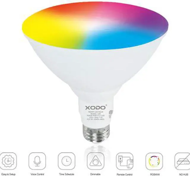Alt view image 2 of 6 - XODO LB2-4PK Smart Wifi PAR38 E26 Dimmable Light Bulb Compatible With Google, Alexa - 11W (75W Equivalent) 900LM RGB+W - LED Multi-Color, Adjustable Color Changing Smart Bulb ETL Listed (4-Pack)