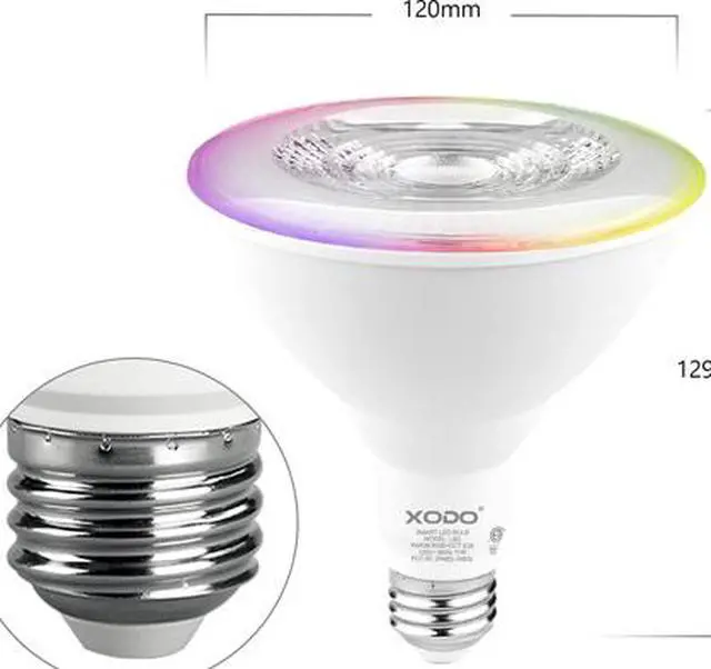 Alt view image 3 of 6 - XODO LB2-4PK Smart Wifi PAR38 E26 Dimmable Light Bulb Compatible With Google, Alexa - 11W (75W Equivalent) 900LM RGB+W - LED Multi-Color, Adjustable Color Changing Smart Bulb ETL Listed (4-Pack)