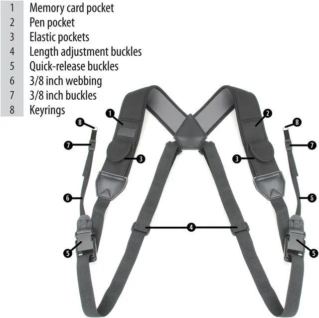 Alt view image 2 of 4 - TrueSHOT DSLR Camera Chest Harness Strap Kit with Comfort Padding and Quick Release System - Works With Fujifilm X-T1 IR, X-T10, X-A2, FinePix S9800 and More Cameras