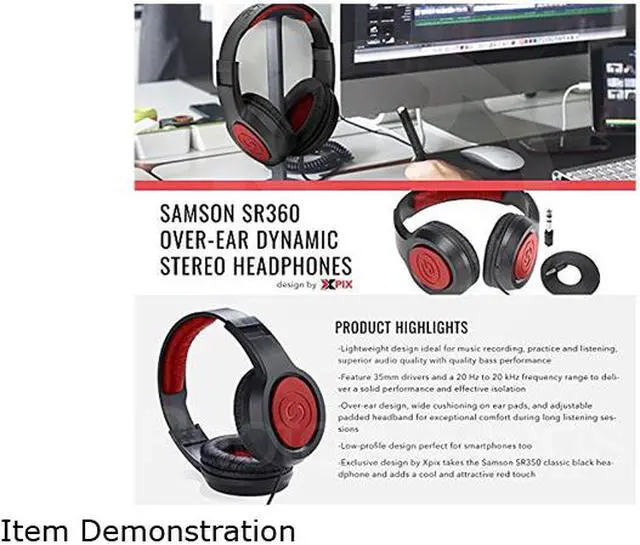 Alt view image 3 of 4 - Samson SR360 Over-Ear Dynamic Stereo Headphones