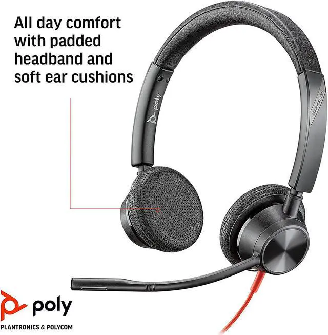 Alt view image 2 of 4 - Plantronics - Blackwire 3325 Wired Stereo USB-C Headset with Boom Mic (Poly) - Connect to PC/Mac via USB-C or Mobile/Tablet via 3.5 mm Connector - Works with Teams (Certified), Zoom & More
