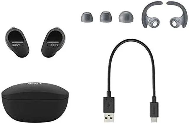 Alt view image 8 of 11 - Sony WF-SP800NB Sport Truly Wireless Noise Canceling Earbud Headphones (Black)