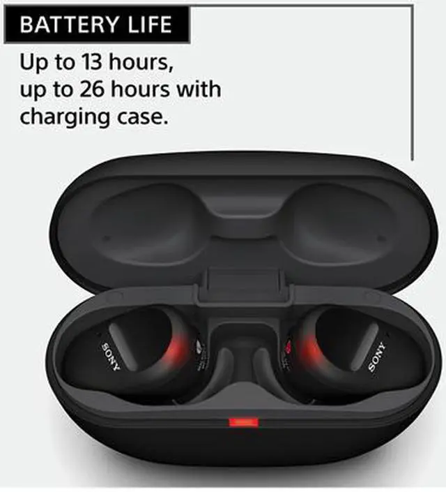 Alt view image 7 of 11 - Sony WF-SP800NB Sport Truly Wireless Noise Canceling Earbud Headphones (Black)
