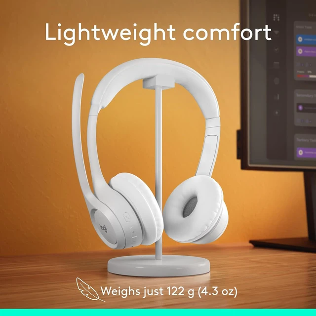 Alt view image 7 of 10 - Logitech Zone 300 Wireless Bluetooth Headset With Noise-Canceling Microphone, Compatible with Windows, Mac, Chrome, Linux, iOS, iPadOS, Android, Off-white
