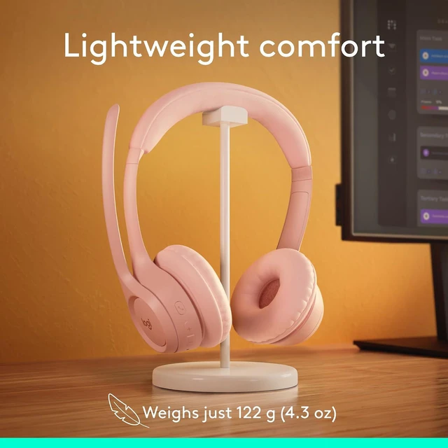 Alt view image 7 of 10 - Logitech Zone 300 Wireless Bluetooth Headset With Noise-Canceling Microphone, Compatible with Windows, Mac, Chrome, Linux, iOS, iPadOS, Android, Rose