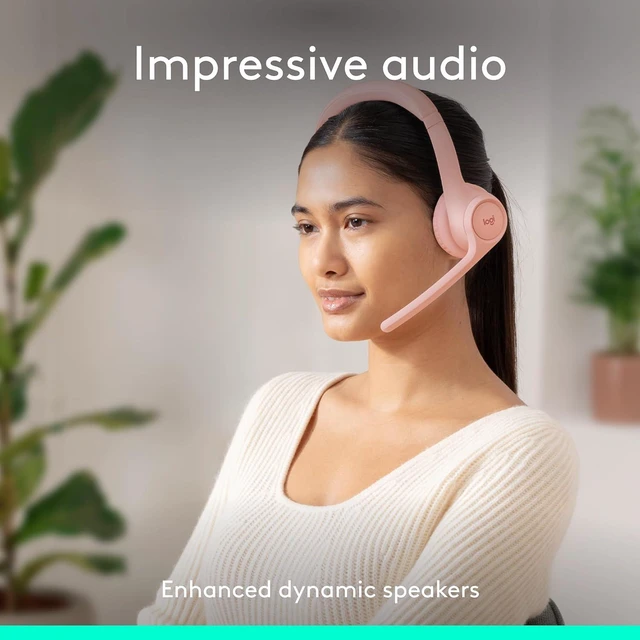 Alt view image 2 of 10 - Logitech Zone 300 Wireless Bluetooth Headset With Noise-Canceling Microphone, Compatible with Windows, Mac, Chrome, Linux, iOS, iPadOS, Android, Rose