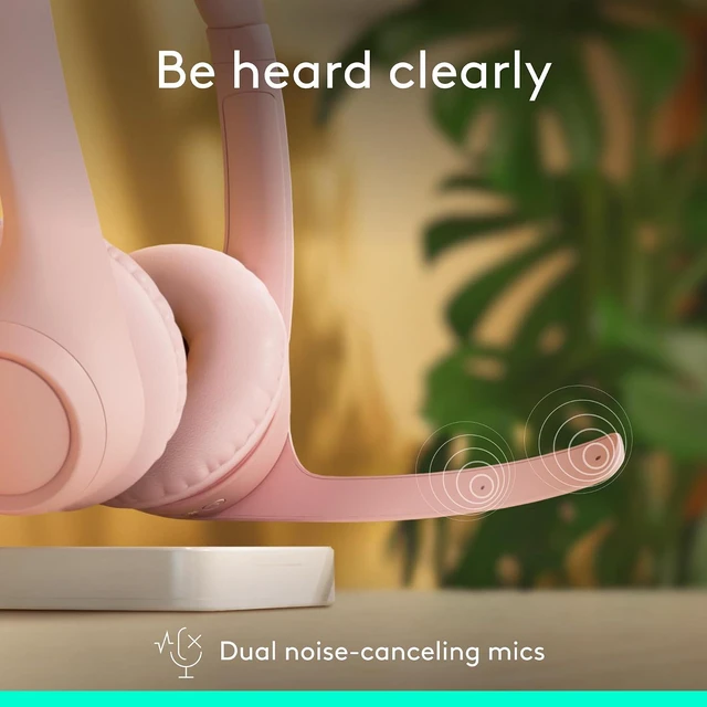 Alt view image 3 of 10 - Logitech Zone 300 Wireless Bluetooth Headset With Noise-Canceling Microphone, Compatible with Windows, Mac, Chrome, Linux, iOS, iPadOS, Android, Rose
